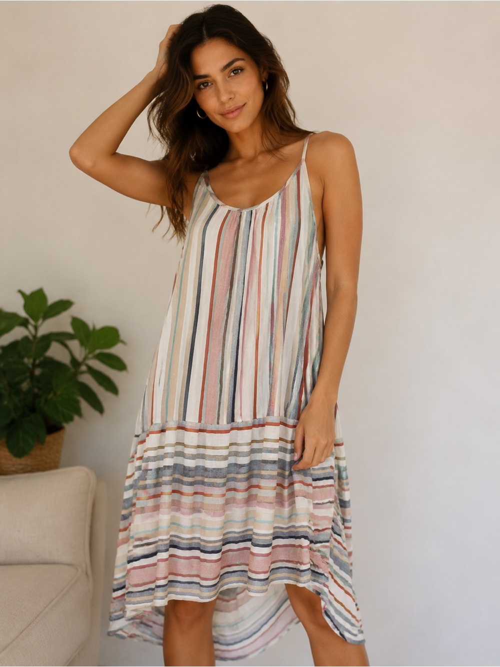 lovestitch Multicolor Striped High-Low Sundress